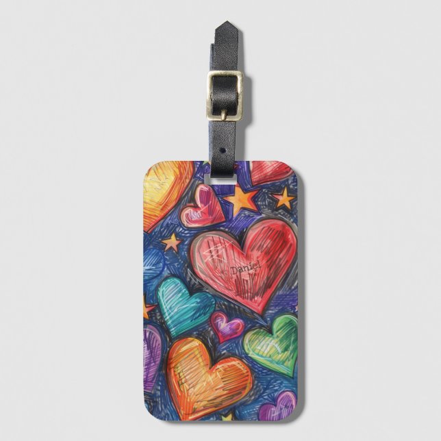 Hand plockade Hearts & Stars Bagagebricka (Framsida vertikal)