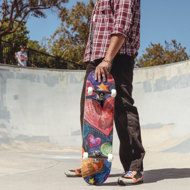 Hand plockade Hearts & Stars Mini Skateboard Bräda 18,5 Cm (Utomhus 2)