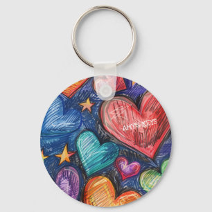 Hand plockade Hearts & Stars Nyckelring
