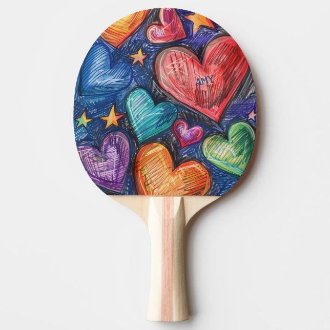 Hand plockade Hearts & Stars Pingisracket (Framsidan)