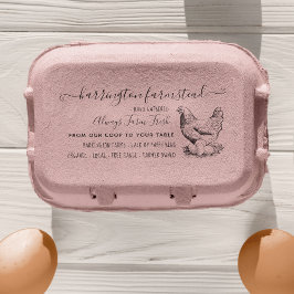 Hand plockade Hen Family Farm Fresh Eggs Carton Stämpel
