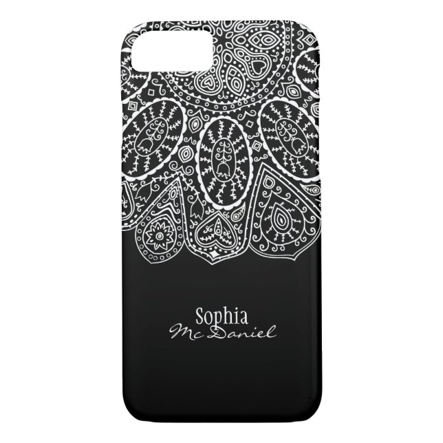 Hand plockade Henna Circle Design Black and White Case-Mate iPhone Skal (Baksida)