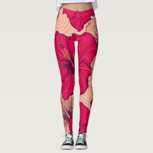 Hand plockade Hibiscus Flowers Vintage Leggings