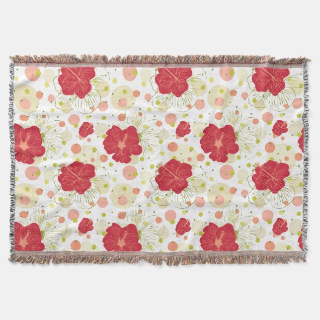 Hand plockade Hibiscus Mönster Filt (Framsidan)