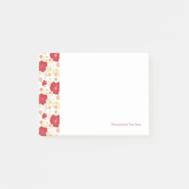 Hand plockade Hibiscus Mönster Post-it Block (Framsida)