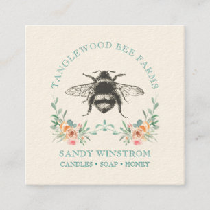 Hand plockade Honungsbin Apiary Honungsprodukter Fyrkantigt Visitkort