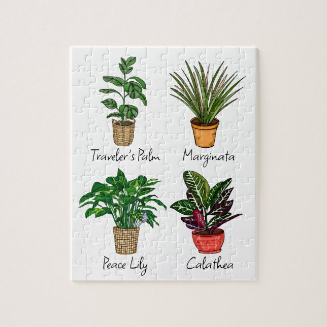 Hand plockade House Plants Art Pussel (Vertikal)