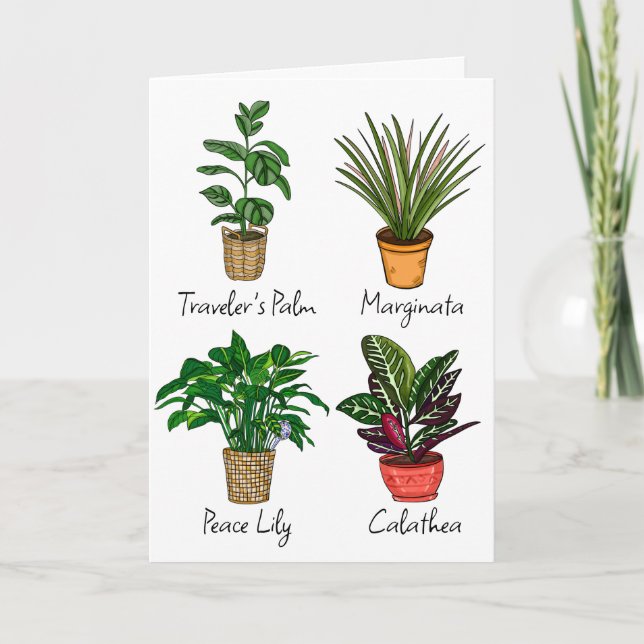 Hand plockade House Plants | GRATTIS PÅ FÖDELSEDAG Kort (Framsida)