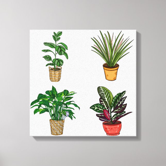 Hand plockade Houseplant Art Canvas (Framsida)