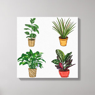 Hand plockade Houseplant Art Canvas