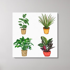 Hand plockade Houseplant Art Canvastryck