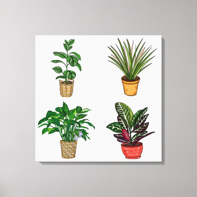 Hand plockade Houseplant Art Canvastryck (Framsida)