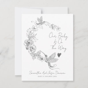 Hand plockade Hummingbird Blommigt Botaniska Gravi Meddelande