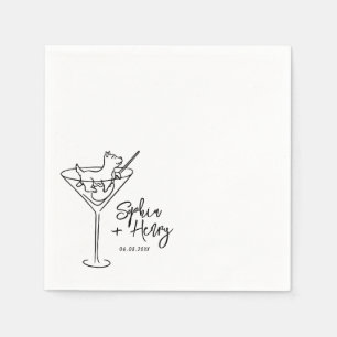 Hand plockade Hund och Martini Whimsical Bröllop Pappersservett