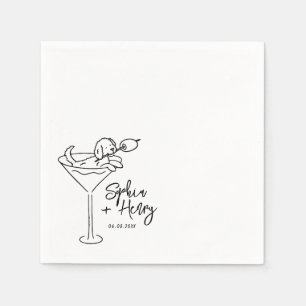 Hand plockade Hund och Martini Whimsical Bröllop Pappersservett