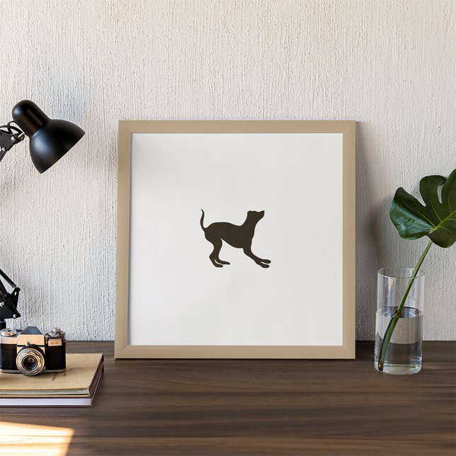 Hand plockade Hund Silhouette Kanvastryck (Hand Drawn Happy Dog Silhouette)