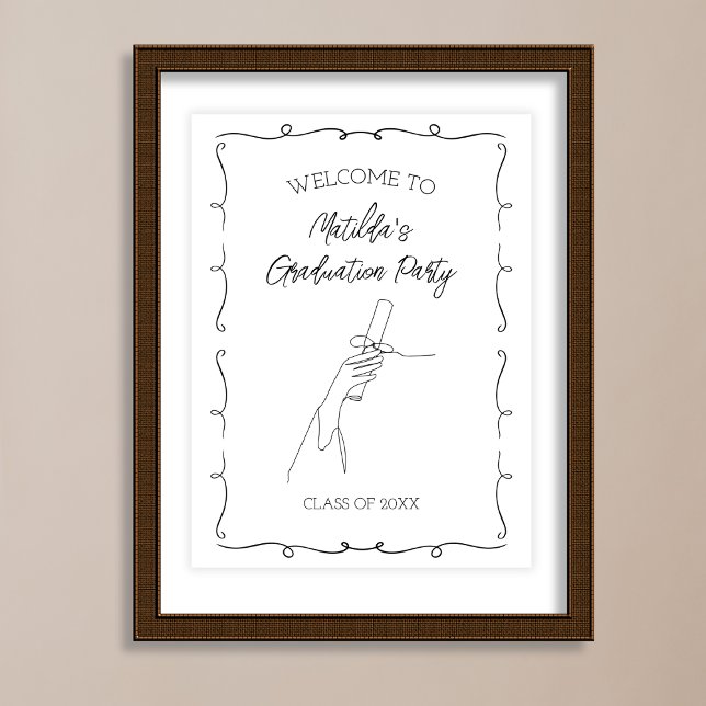 Hand plockade Illustrated Studenten Välkommen Poster (Hand Drawn Illustrated Graduation Welcome Poster)