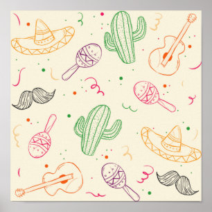 Hand plockade illustration av Cinco de Mayo Day Poster