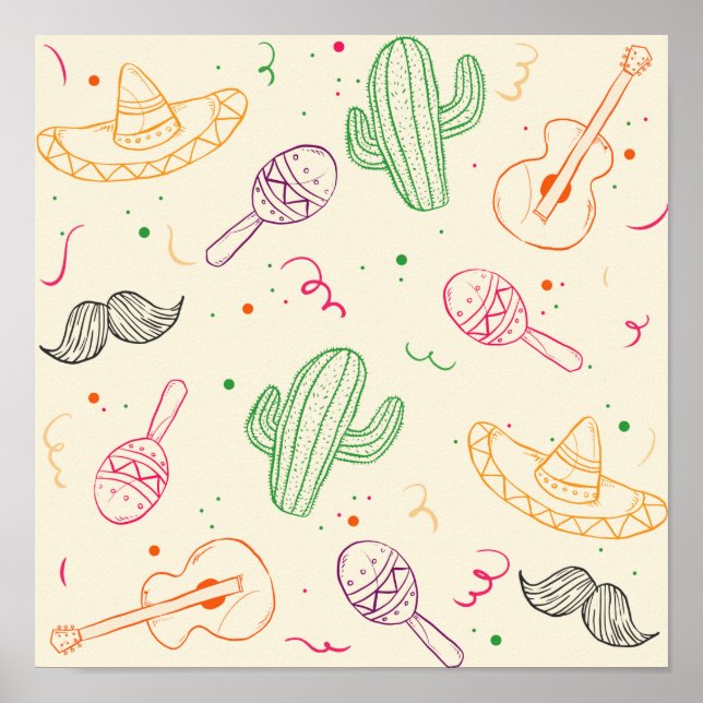 Hand plockade illustration av Cinco de Mayo Day Poster (Framsidan)