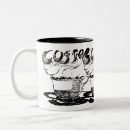 Hand plockade illustration, kaffedryck Två-Tonad mugg