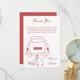 Hand plockade Illustrationer Doodles Maroon Bröllo Tack Kort