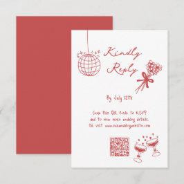 Hand plockade Illustrationer Doodles Maroon Bröllo Tilläggskort