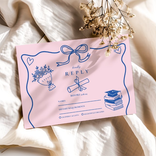 Hand plockade Illustrerad Rosa och Blå Studenten d OSA Kort (Skapare uppladdad)