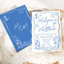 Hand plockade illustrerar Doodles Beach Wedding