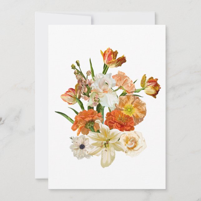 Hand plockade illustrerar en blombukett. inbjudningar (Framsida)