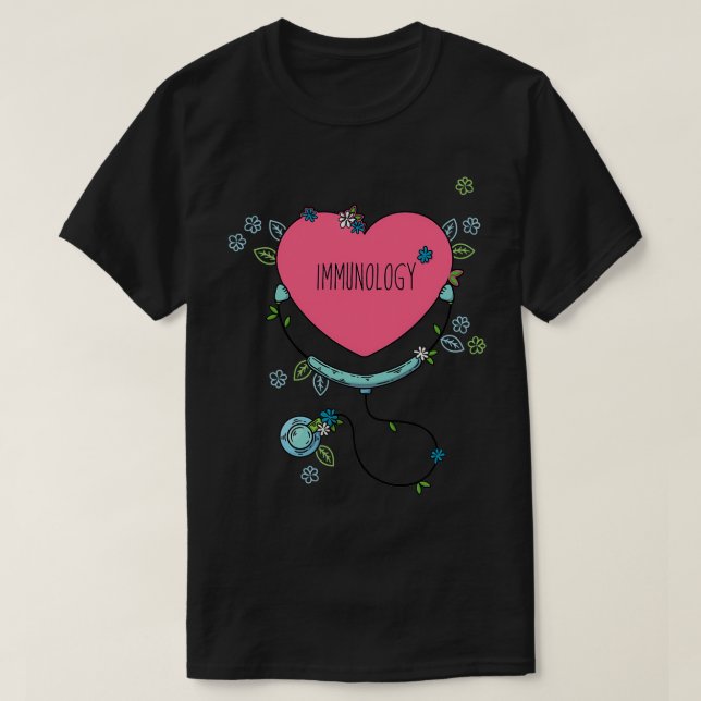 Hand plockade immunologi Stethoscope Kärlek Cute I T Shirt (Design framsida)