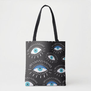 Hand plockade indian aztec stam öga med fjädrar tygkasse