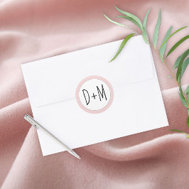 Hand plockade initialer typografi blush rosa bröll runt klistermärke