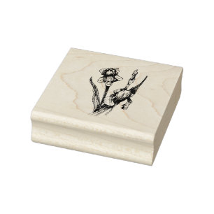 Hand plockade Iris Flower, original Fine art Stämpel