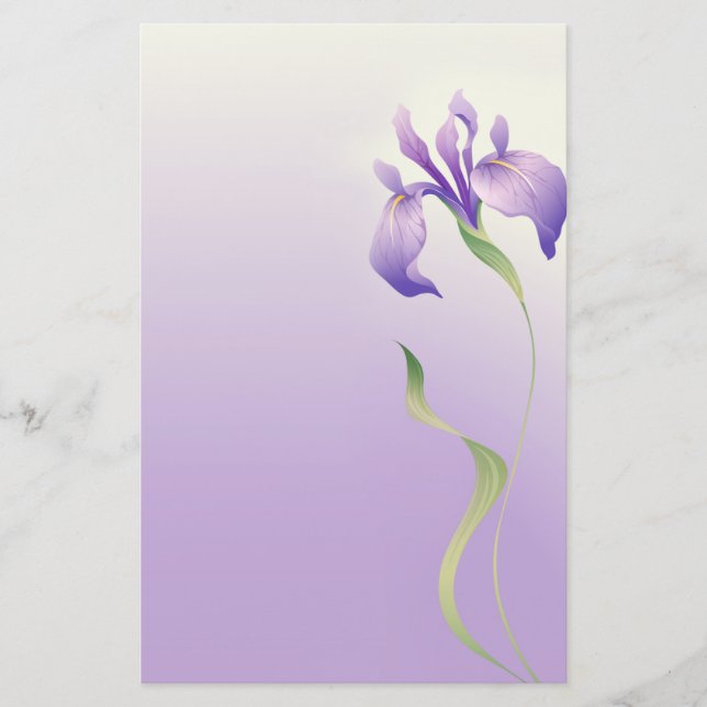 Hand plockade Iris Flower Stationery Brevpapper (Framsida)