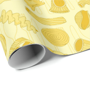 Hand plockade Italienska pasta Shapes Food Mönster Presentpapper
