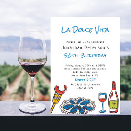 Hand plockade italienska Seafood Vin 50:e födelsed Inbjudningar