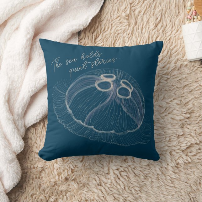 Hand plockade Jellyfish Art Dekorativ kudde (Filt)