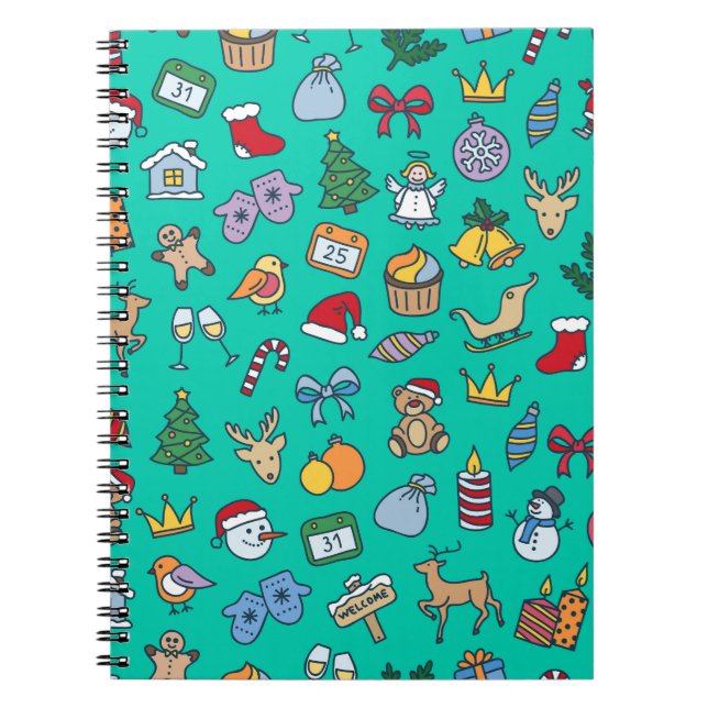 Hand plockade jul: Festive Seamless. Anteckningsbok (Framsidan)