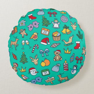 Hand plockade jul: Festive Seamless. Rund Kudde