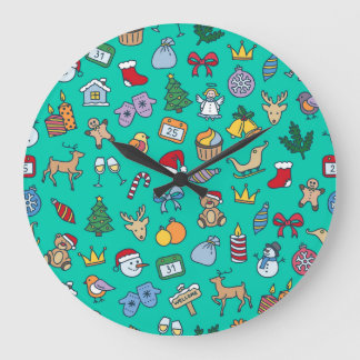 Hand plockade jul: Festive Seamless. Stor Klocka