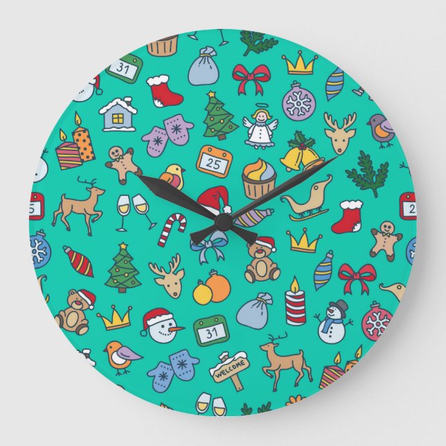 Hand plockade jul: Festive Seamless. Stor Klocka (Framsida)