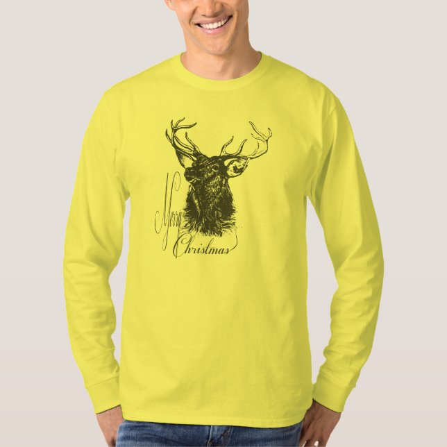 Hand plockade jul-Hjort-Manar-skjorta T-shirt (Framsida)