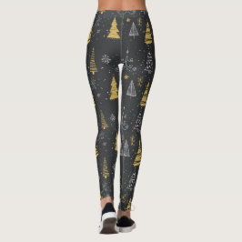 Hand plockade Julgranar mönster Leggings