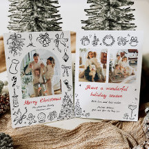 Hand plockade-julkort - fotnoter Doodle Helgdag Re