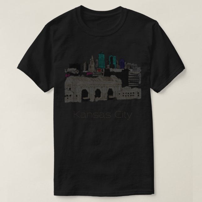 Hand plockade Kansas City Skyline T Shirt (Design framsida)
