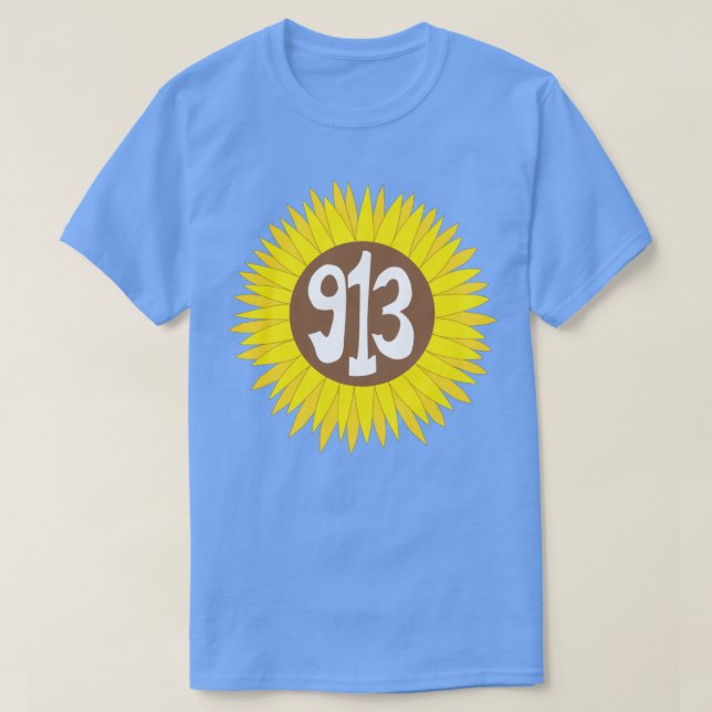 Hand plockade Kansas Solros 913 Områdeskod T Shirt (Design framsida)
