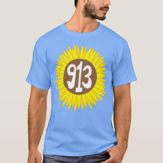 Hand plockade Kansas Solros 913 Områdeskod T Shirt