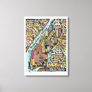 hand plockade Karta i New York City Canvastryck