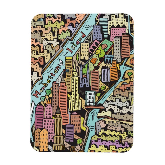 Hand plockade Karta i New York City Magnet (Vertikal)