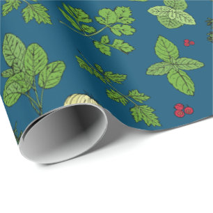 Hand plockade Kitchen Culinary Örter Mönster Presentpapper
